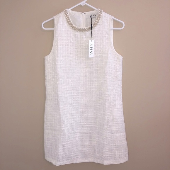 NWT WHY Dress Pearl Neck Line Dress - Picture 1 of 6